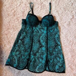 Dark Gothic Padded Lingerie Lace Floral Lolita Grunge Academia Sexy Slip Dress